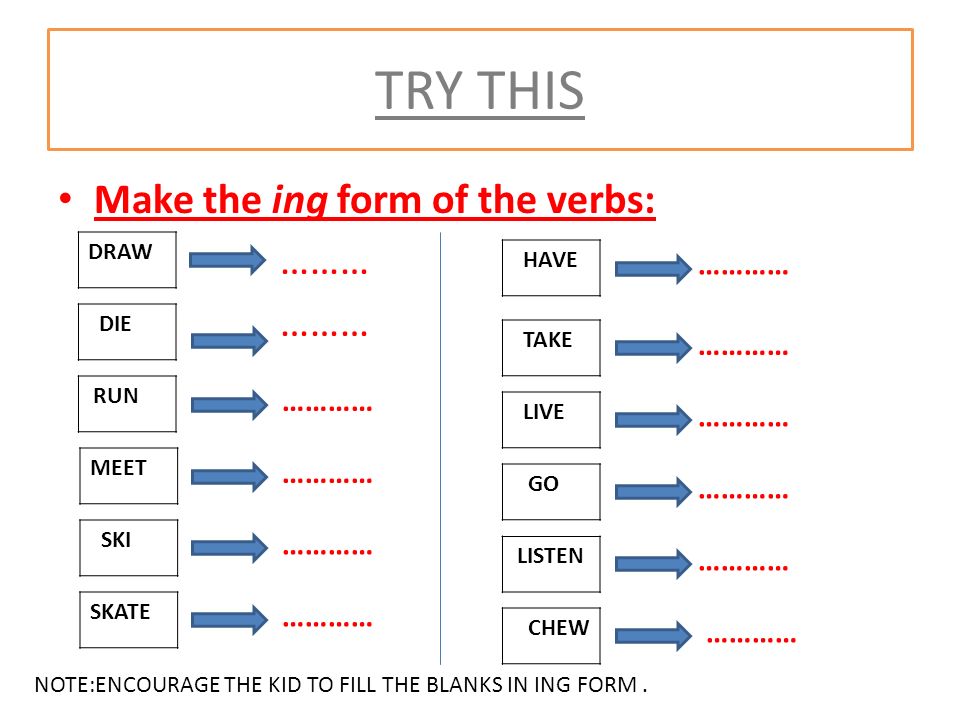 Write the ing form