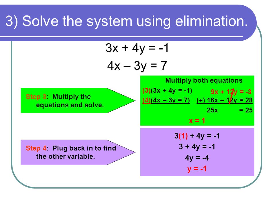 3) Solve the system using elimination.