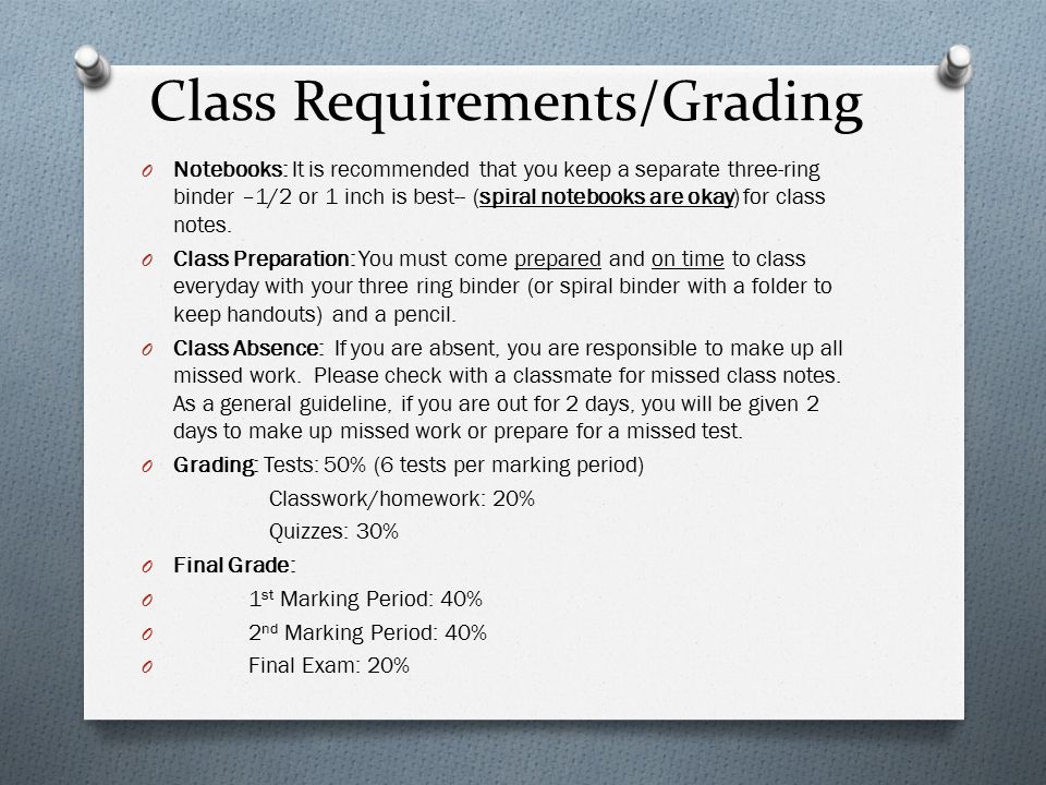 math for college readiness class requirements grading o notebooks