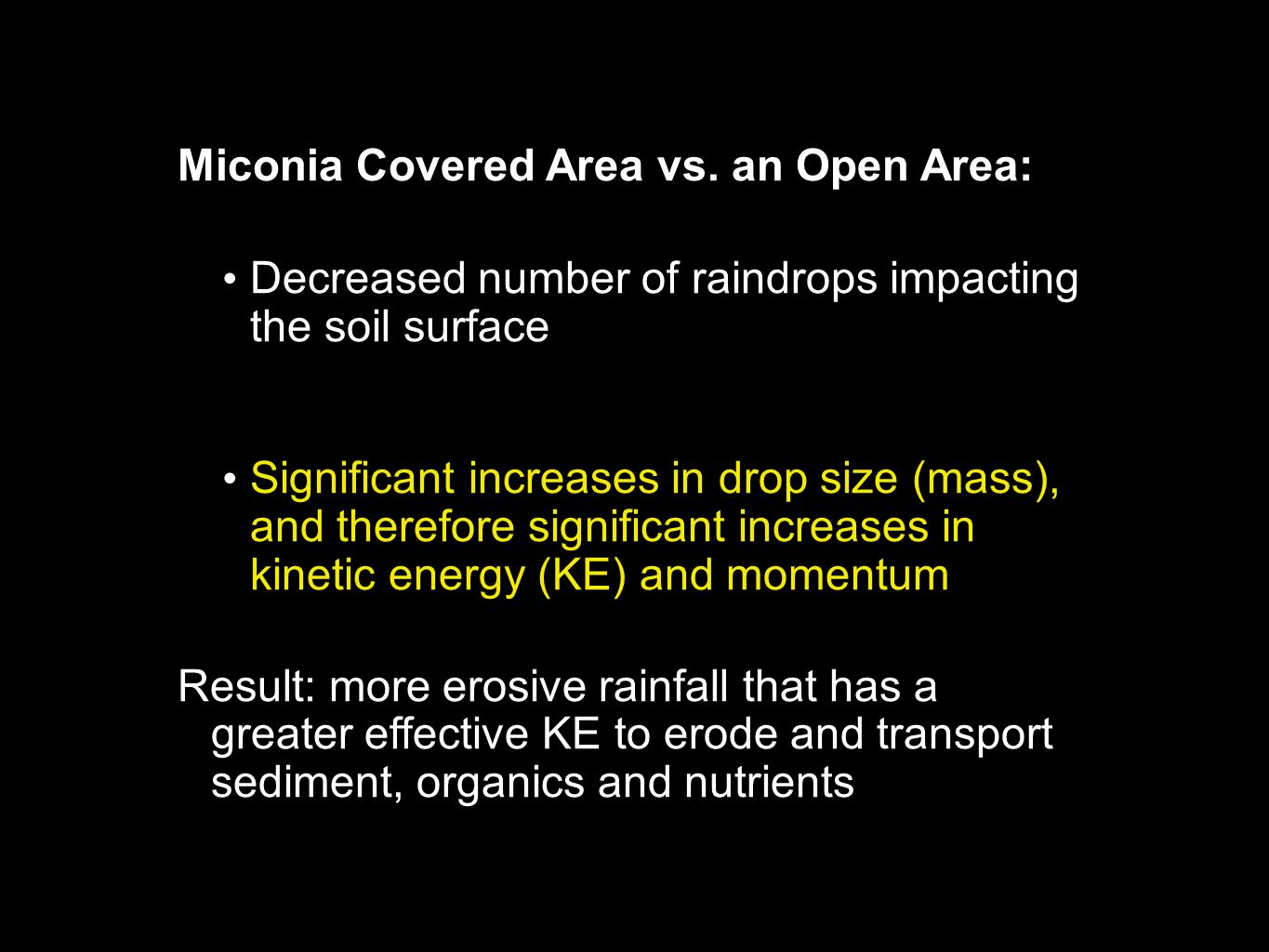 Miconia Covered Area vs.