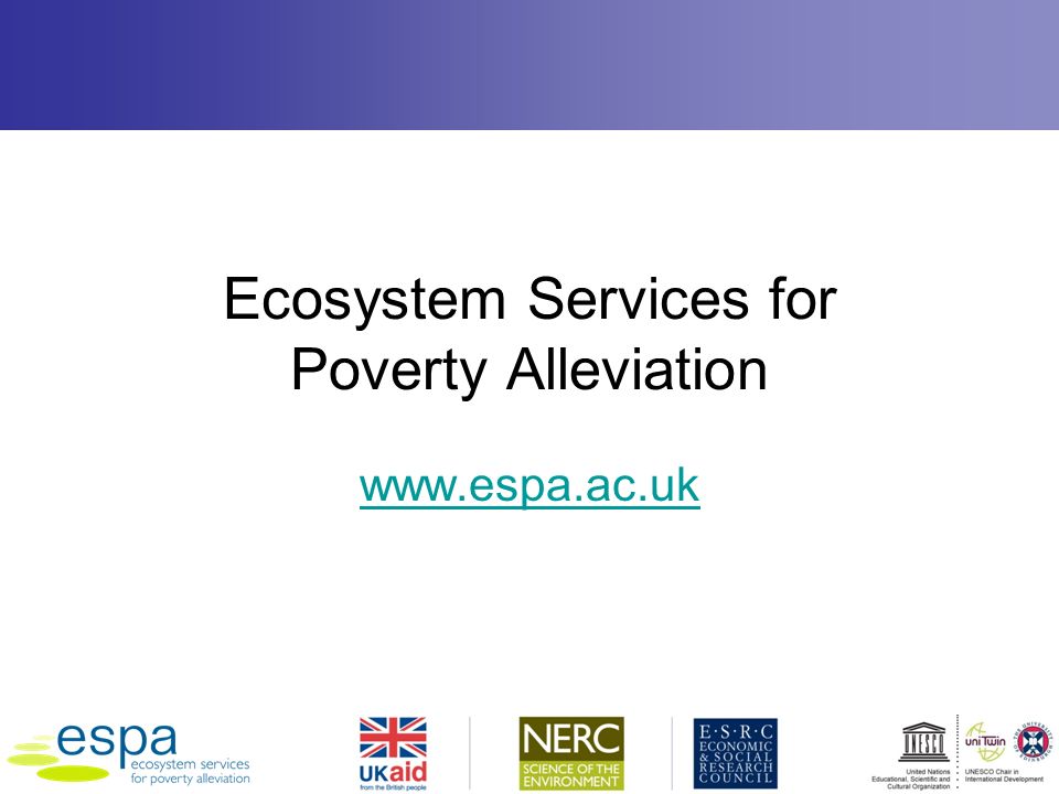 Ecosystem Services for Poverty Alleviation