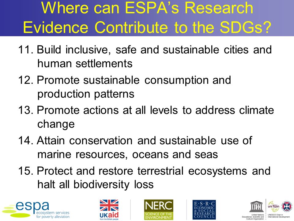 Where can ESPA’s Research Evidence Contribute to the SDGs.