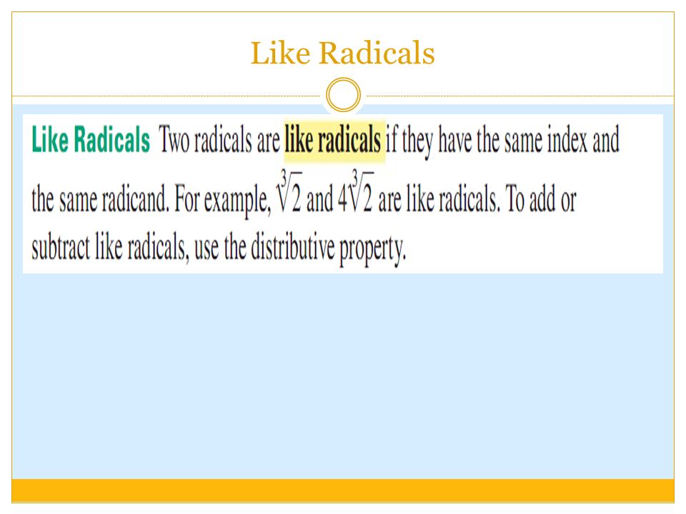Like Radicals