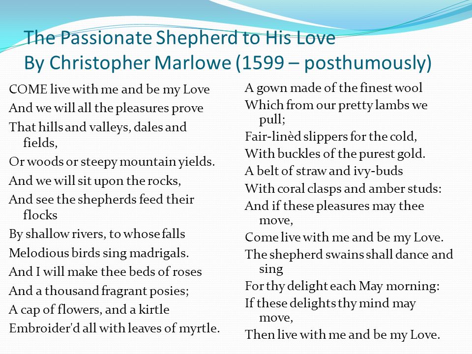 christopher marlowe the passionate shepherd to his love