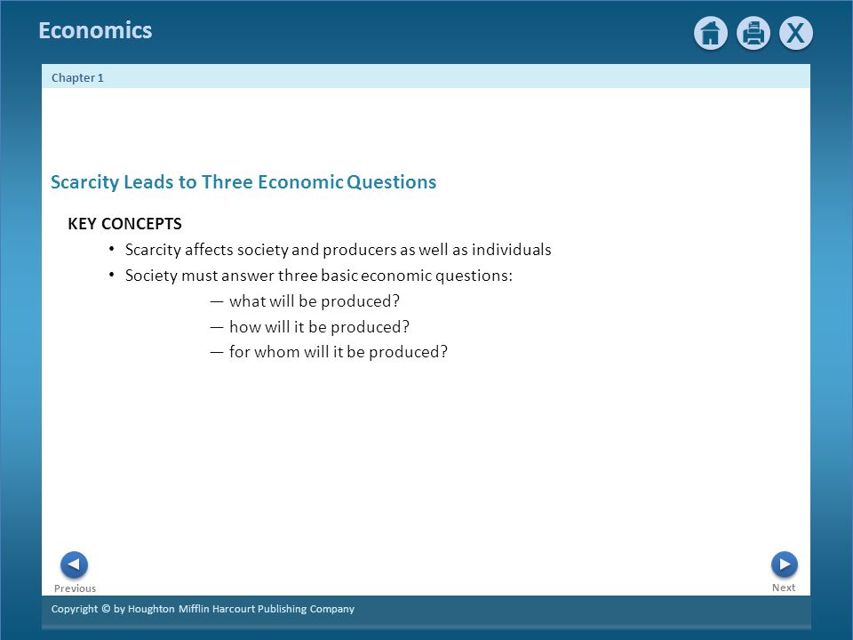 Economics Next Chapter 1 Copyright © by Houghton Mifflin Harcourt ...