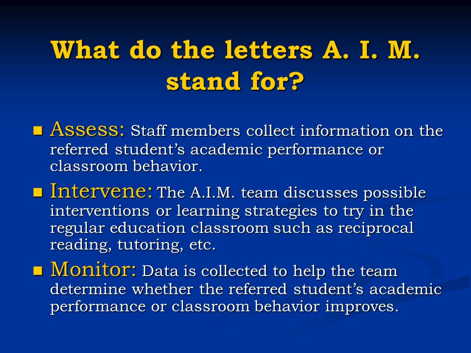 The A.I.M. Team Canton Area Elementary School Prereferral 
