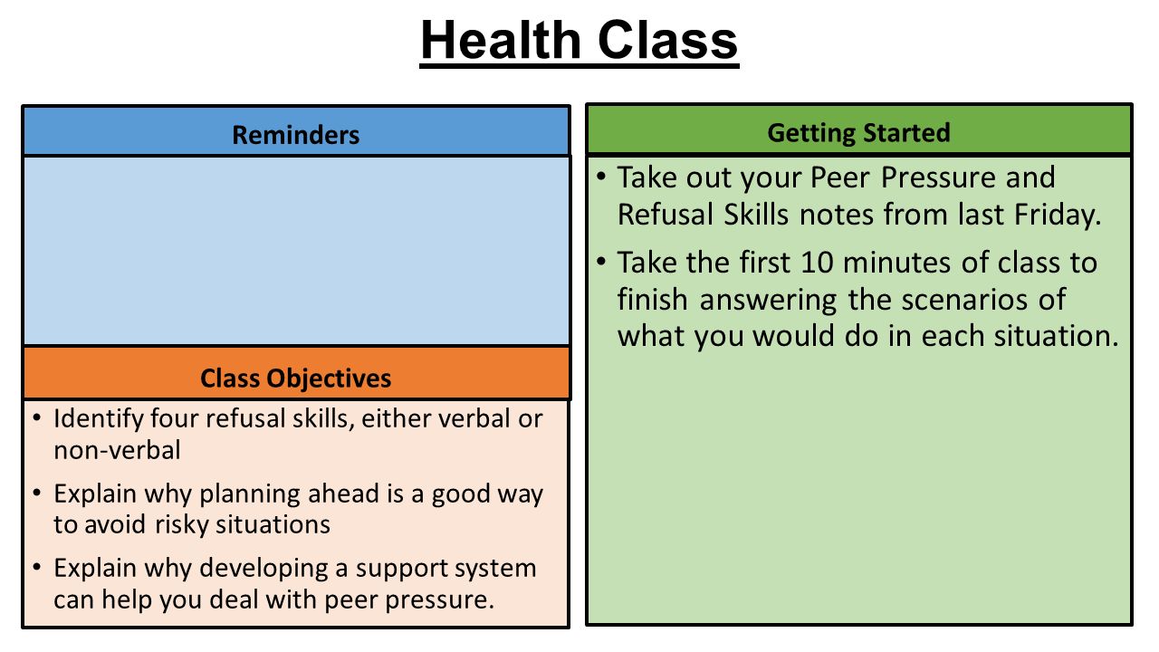 Peer Pressure Refusal Skills Health Class Reminders Take Out Your Peer Pressure And Refusal Skills Notes From Last Friday Take The First 10 Minutes Ppt Download