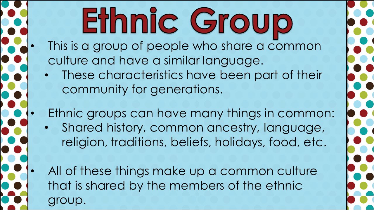 This is a group of people who share a common culture and have a similar language.