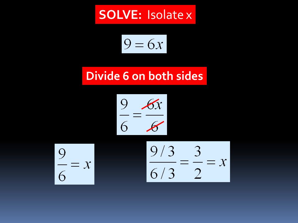 SOLVE: Isolate x Divide 6 on both sides