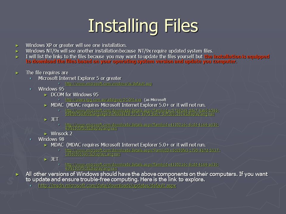microsoft data access components download windows 7 Mdac for windows 2003.