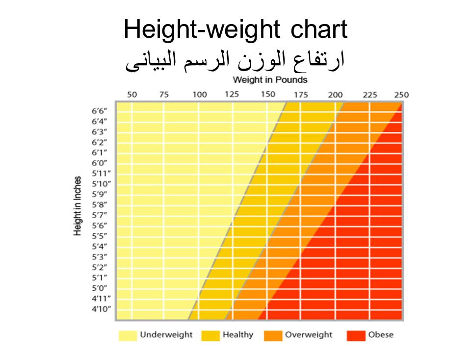 Height-weight chart ارتفاع الوزن الرسم البياني.
