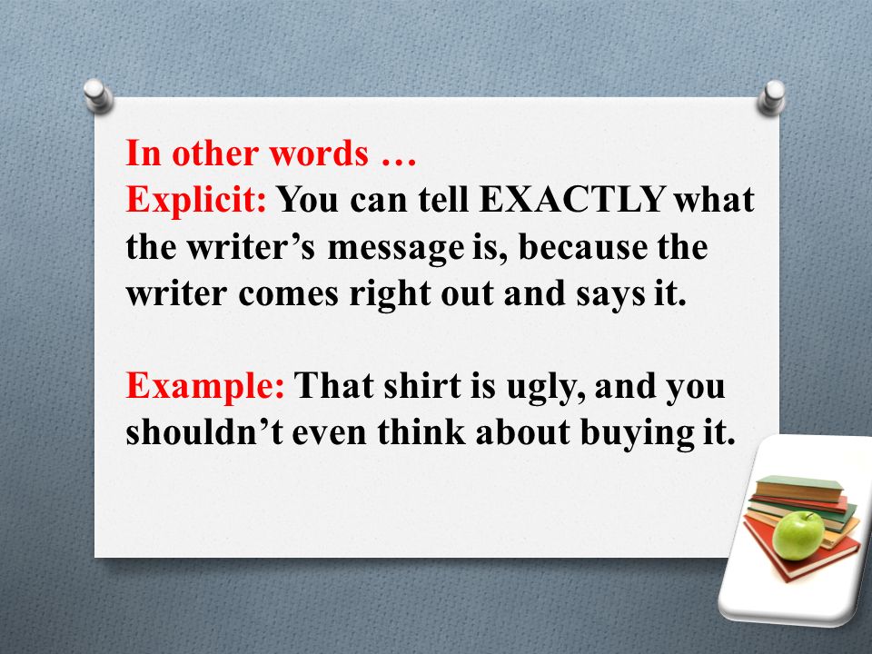 The Differences Between Implicit And Explicit And Between Details And Commentary Ppt Download