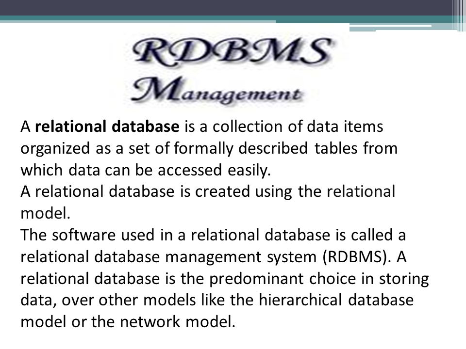 RDBMS FUNDAMENTALS 1. A relational database is a collection of data ...