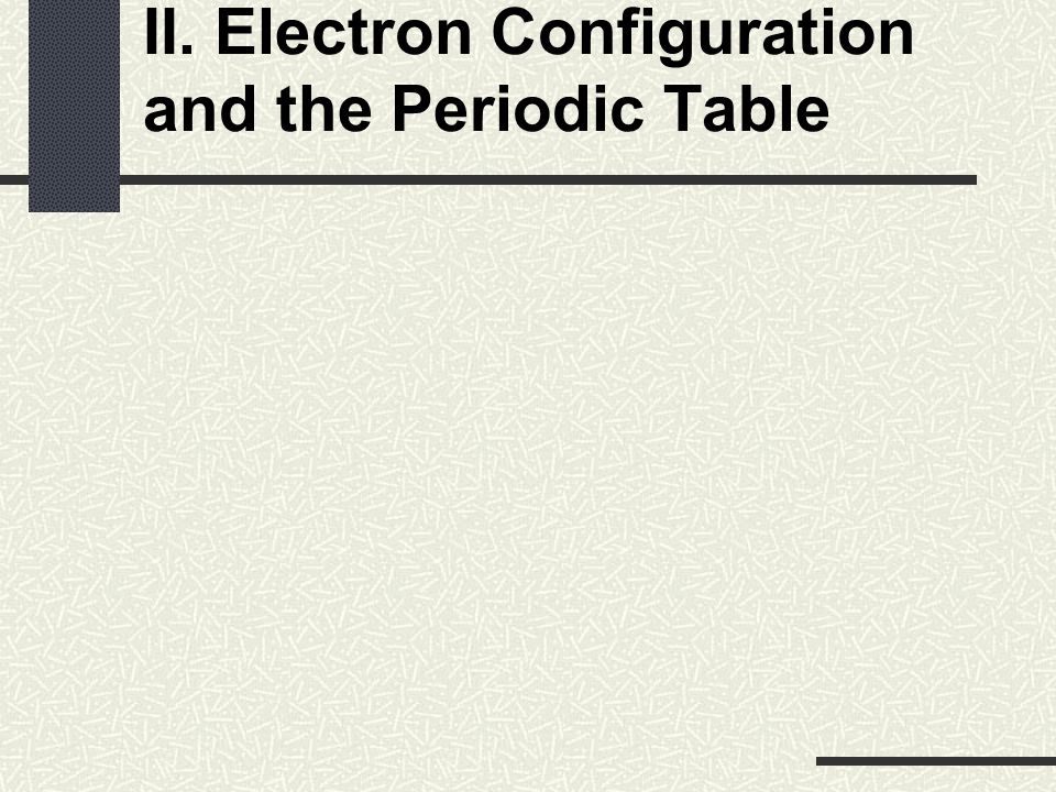 II. Electron Configuration and the Periodic Table