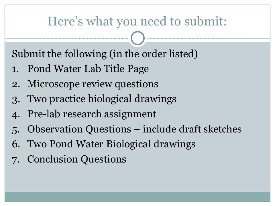 Pond Water Specimen Chart