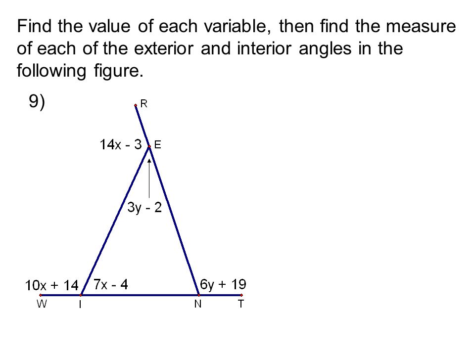 Exterior Angles Of S 2 Find The Measure Of X In Each Of