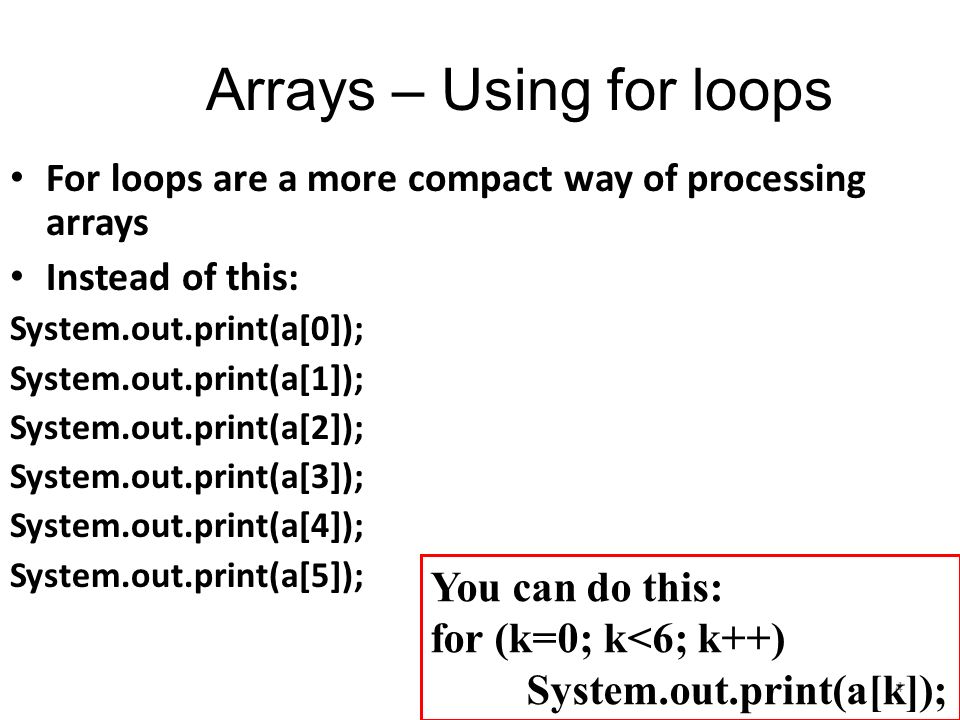 Lec 21 More Fun with Arrays: For Loops. Agenda Some backfill for Lab 20 ... image.