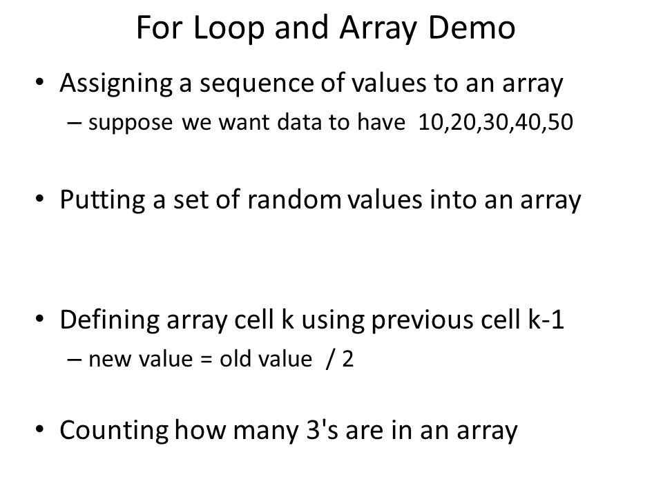 Lec 21 More Fun with Arrays: For Loops. Agenda Some backfill for Lab 20 ...