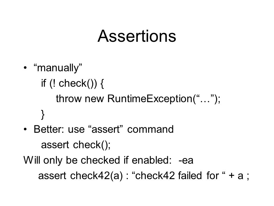 Assertions manually if (.