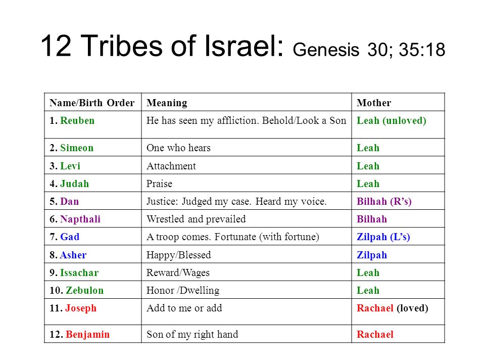 Of of what 12 israel were the the names tribes Who Are
