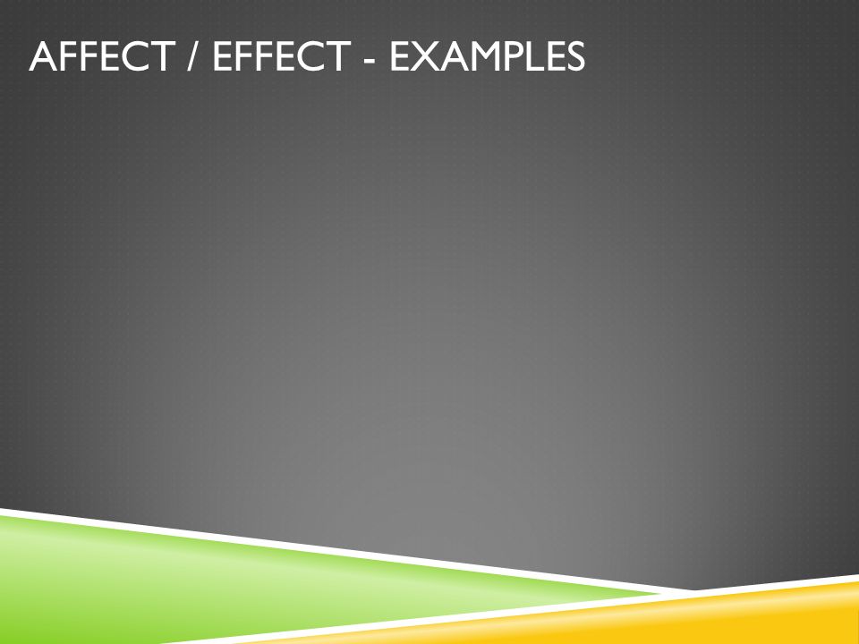 AFFECT / EFFECT - EXAMPLES