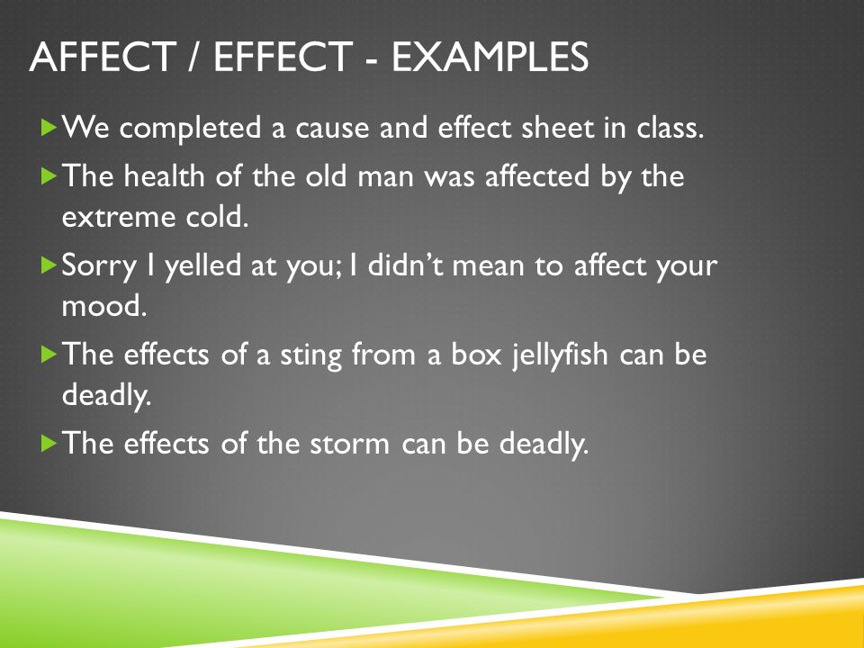  We completed a cause and effect sheet in class.
