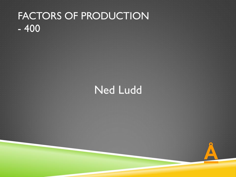 FACTORS OF PRODUCTION Ned Ludd Å