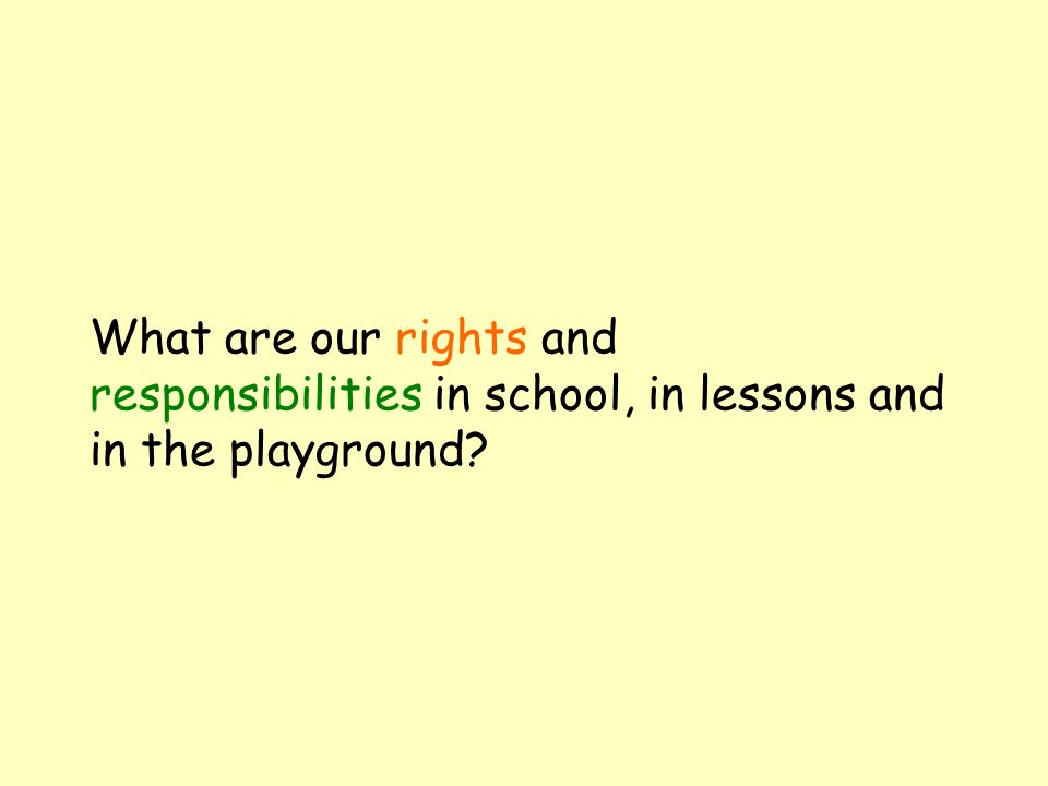 What are our rights and responsibilities in school, in lessons and in the playground