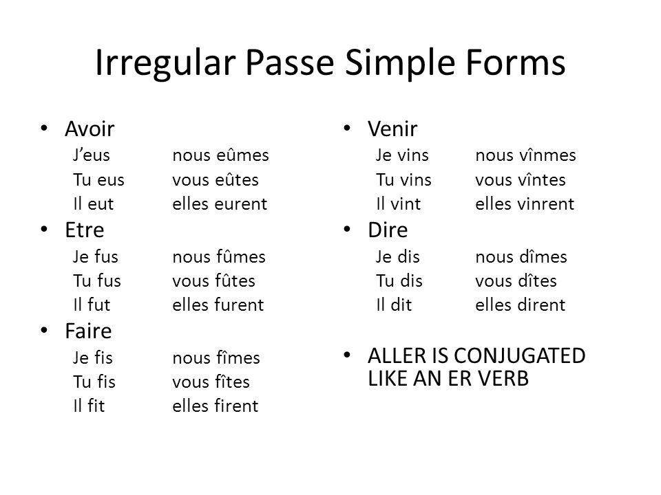 Le Passé Simple French 3 Chapter 3 Grammar 1.1. The Passé Simple Passé  Simple is a past tense – Used instead of passé composé in literary texts.  To Form. - ppt download