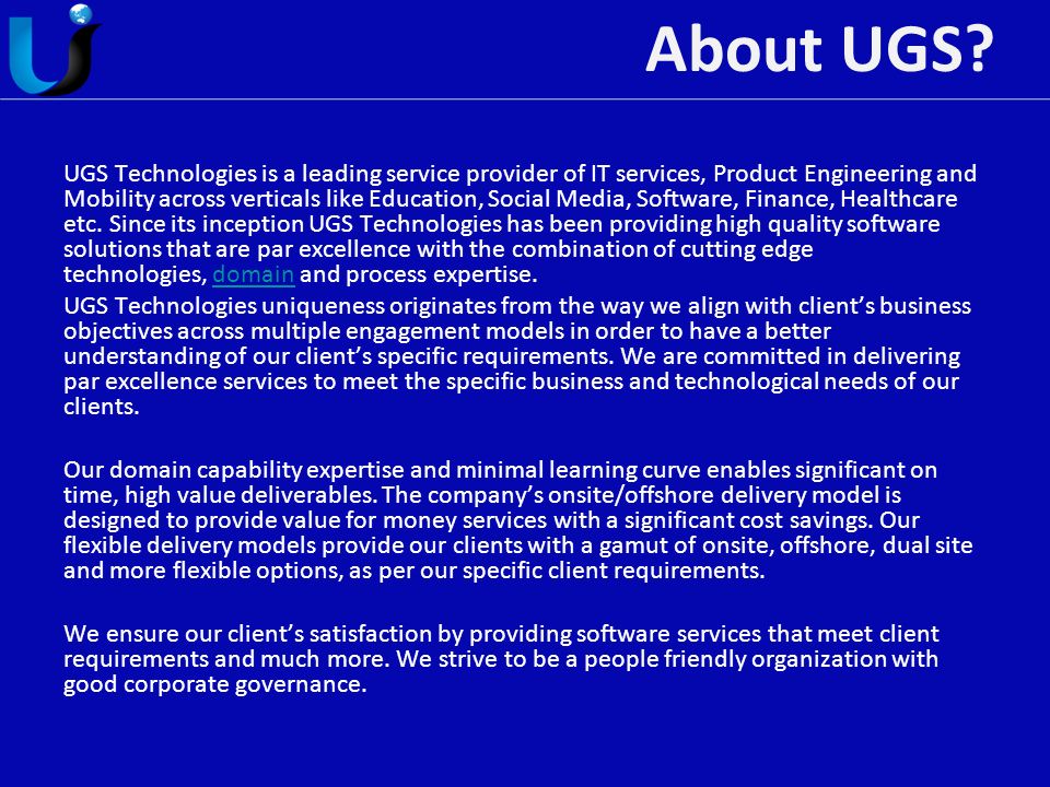 About UGS.
