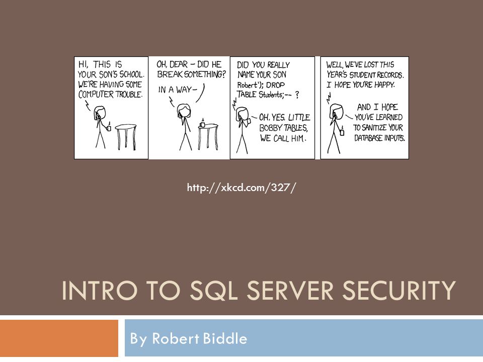 INTRO TO SQL SERVER SECURITY By Robert Biddle