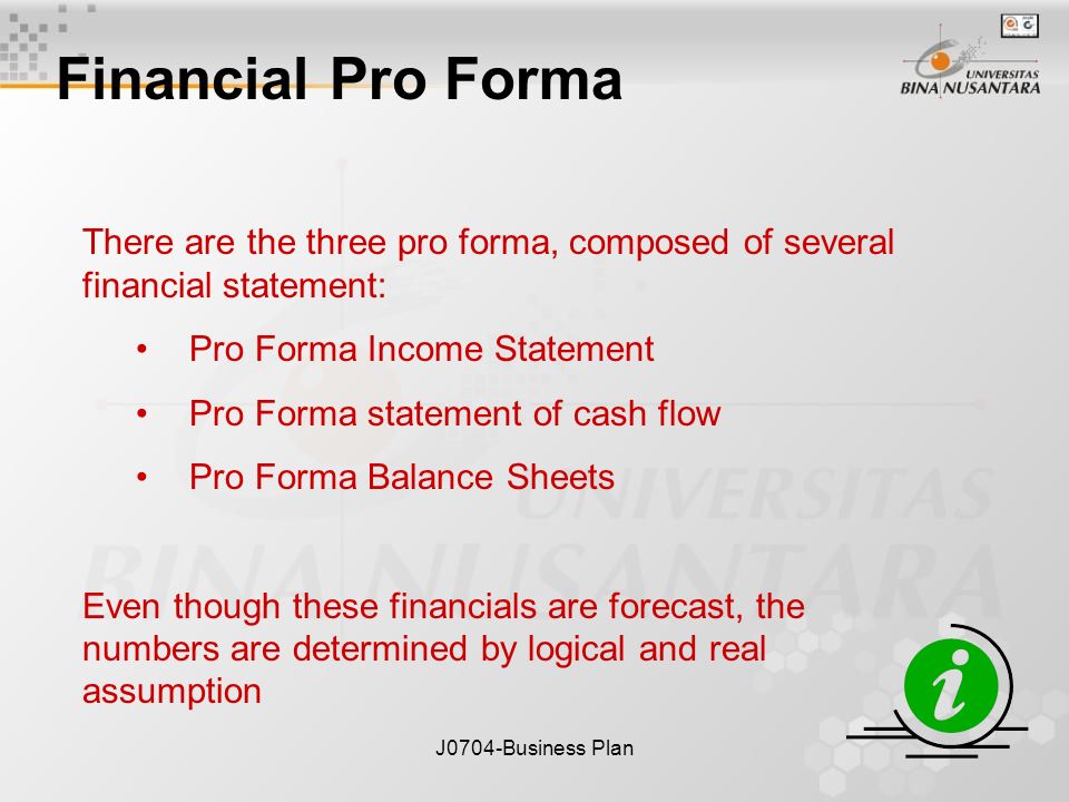 j0704 business plan financial pro forma session ppt download