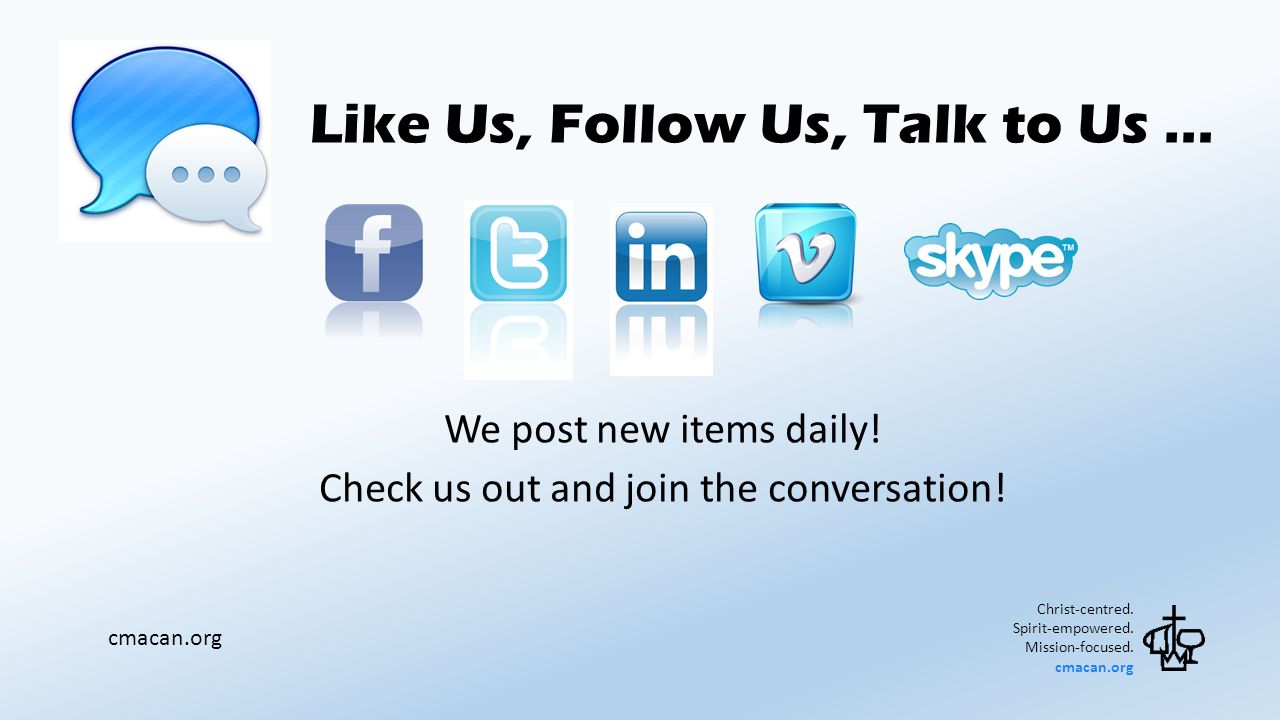 Like Us, Follow Us, Talk to Us … We post new items daily.