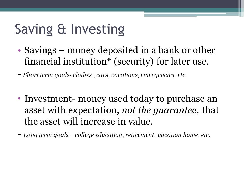 how is saving different from investing