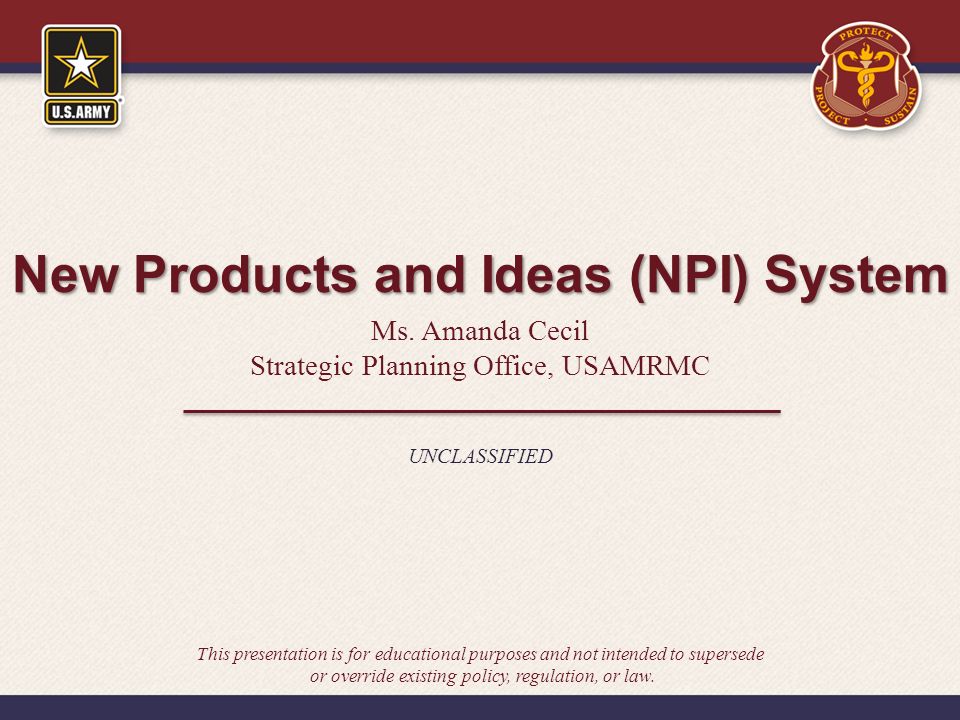 New Products and Ideas (NPI) System Ms.