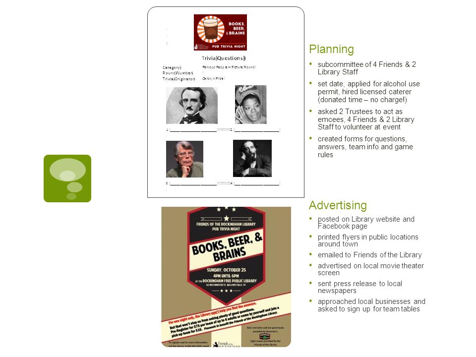 How To Host A Pub Trivia Night Fundraiser By The Friends Of The Rockingham Library Ppt Download