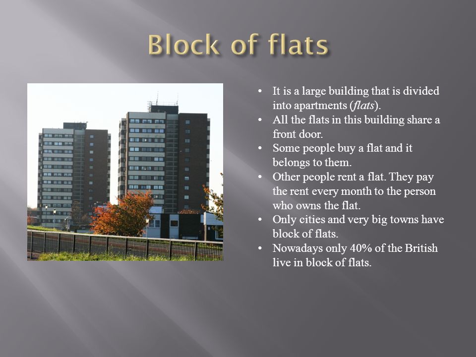 Block of flat перевод. Block of Flats House описание. Типы домов Block of Flats. A Block of Flats описание английском. British Houses презентация.