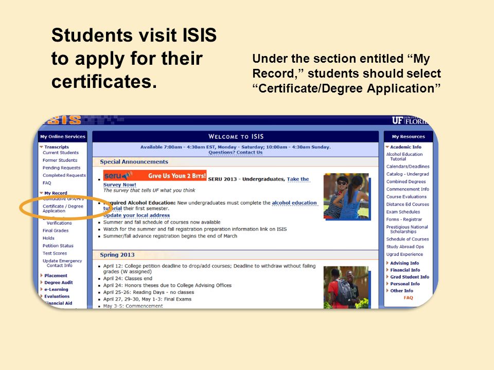 Students visit ISIS to apply for their certificates.