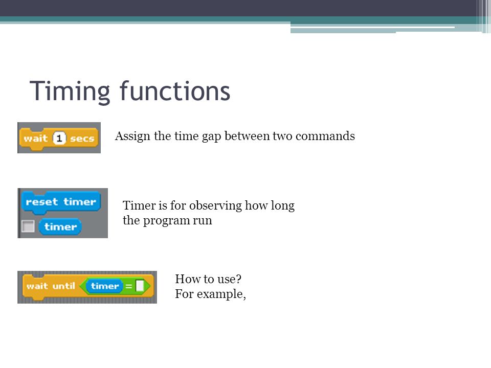 Timing functions How to use.