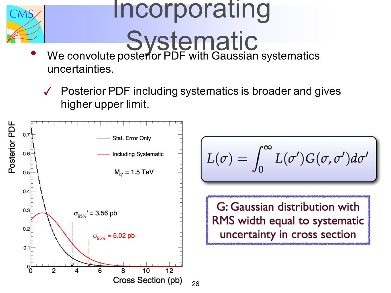 28 Incorporating Systematic We convolute posterior PDF with Gaussian systematics uncertainties.