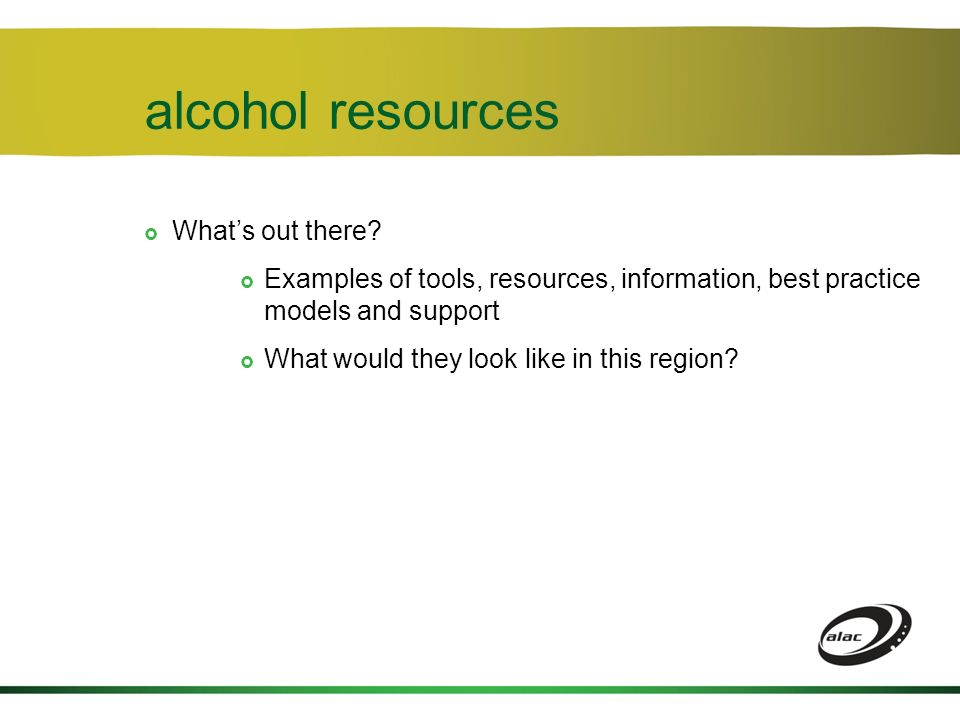 alcohol resources  What’s out there.