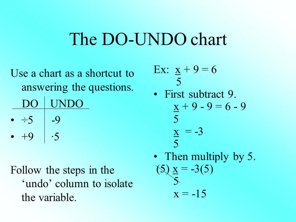 The DO-UNDO chart Use a chart as a shortcut to answering the questions.