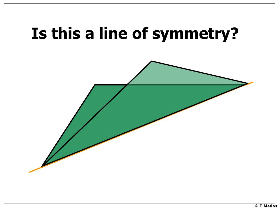 © T Madas. A line of symmetry is sometimes called a mirror line Line of symmetry A 2D shape has a line of symmetry if the line... 