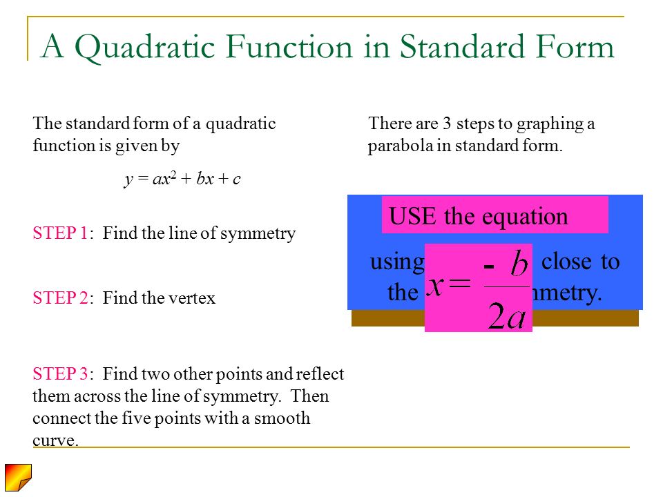 Graphing Quadratic Functions Y Ax 2 Bx C Quadratic Functions The Graph Of A Quadratic Function Is A Parabola A Parabola Can Open Up Or Down If Ppt Download