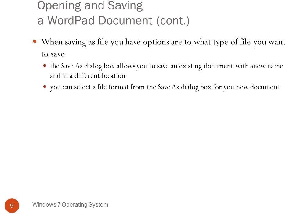 usingwindows programs including wordpad and paint windows 7