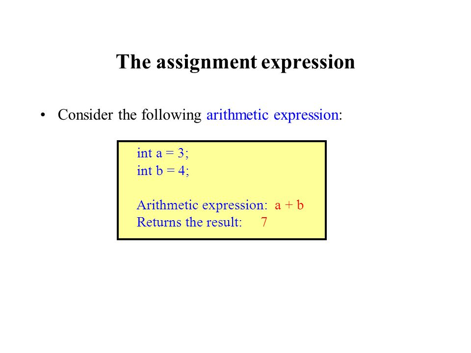 The assignment expressions. The assignment operator in an assignment ...