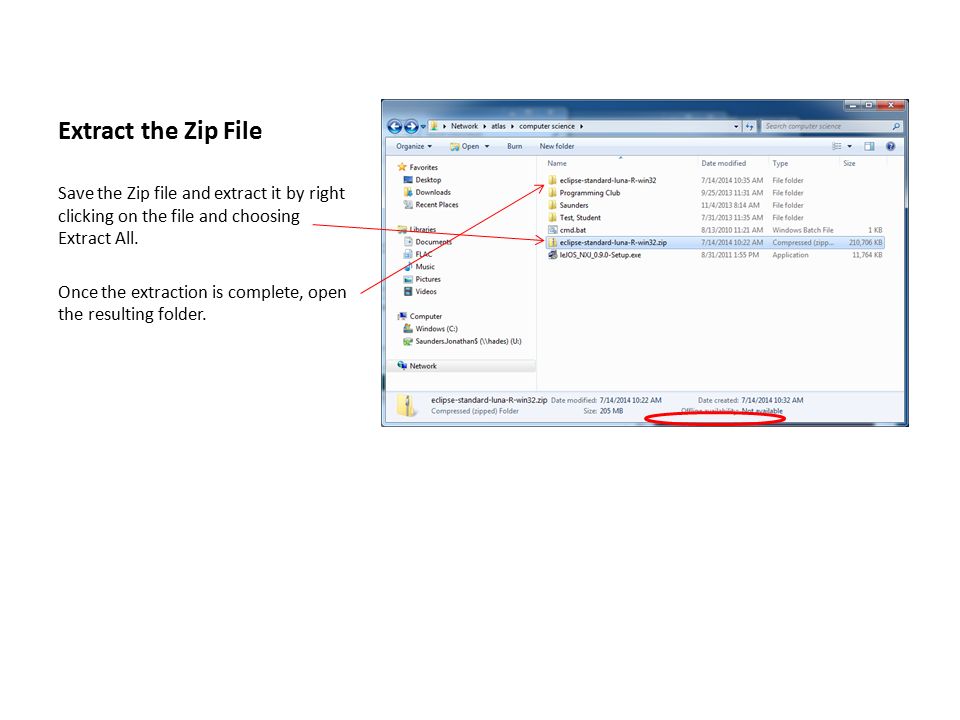 Extract the Zip File Save the Zip file and extract it by right clicking on the file and choosing Extract All.