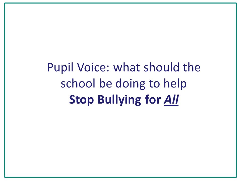Pupil Voice: what should the school be doing to help Stop Bullying for All