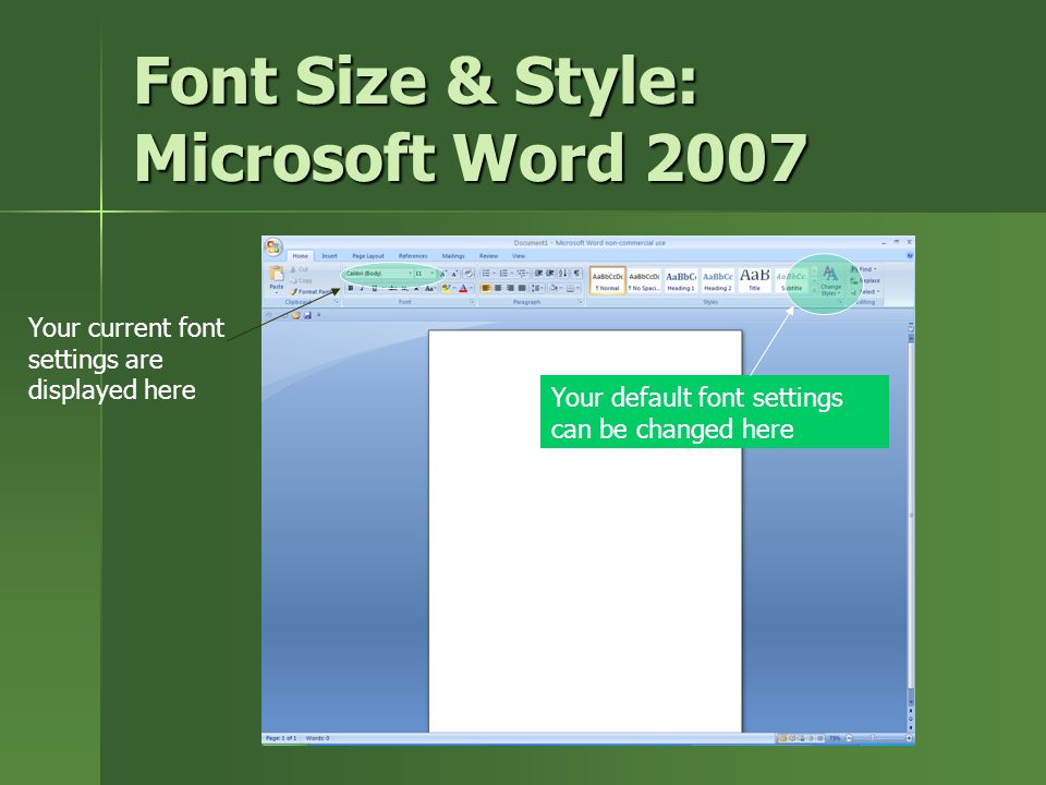 change default font size in word 2007