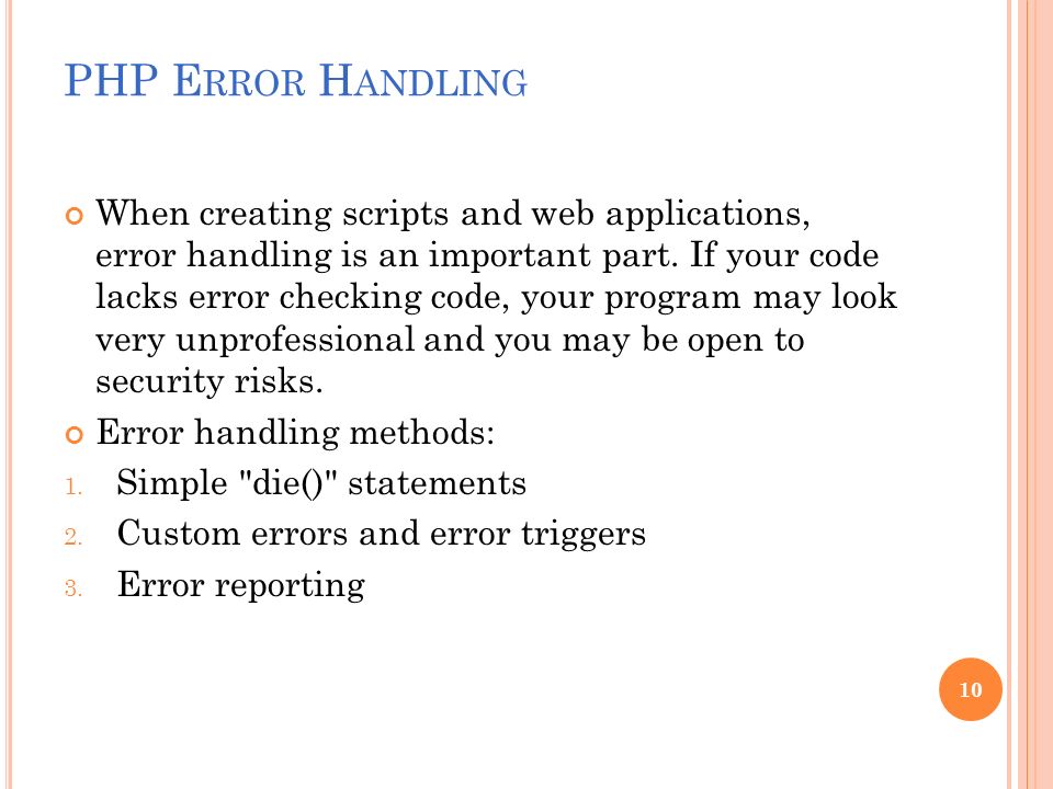 PHP Error Handling Section :I Source: ppt download